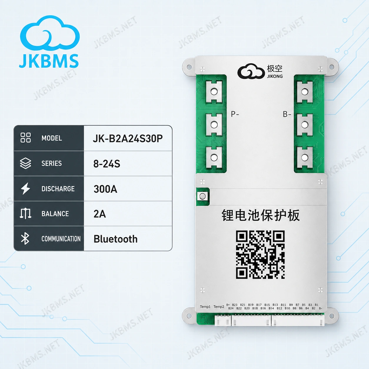 JK BMS 300A مع موازنة 2A